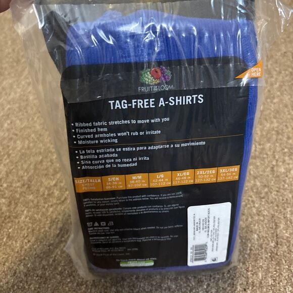 NEW 6 Blue Black Gray Red 2XL 50-52 A-Shirt Tanks Fruit Of The Loom - 6P261CX - Picture 3 of 4